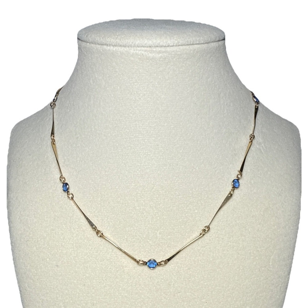 Park Lane March Birthstone Chain Necklace Gold Tone Vtg J-12O